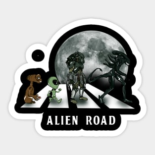 Aliens Crossing Alien Road Sticker